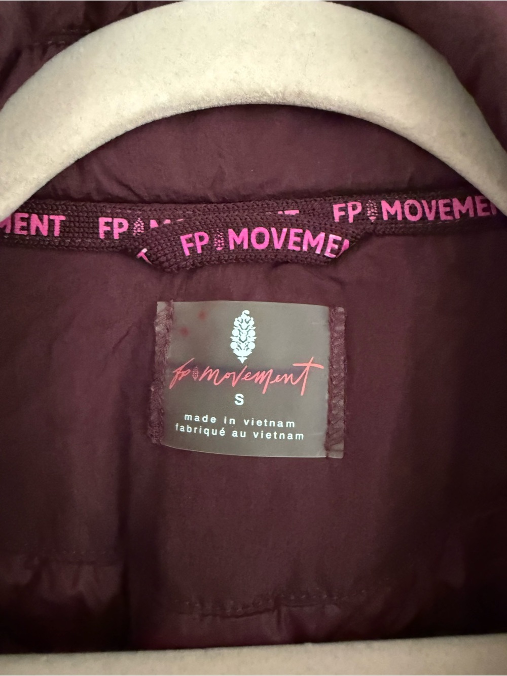 FP Movement Quilted Bomber Off the Bleachers Collar Jacket Burgundy Primaloft - Picture 2 of 9